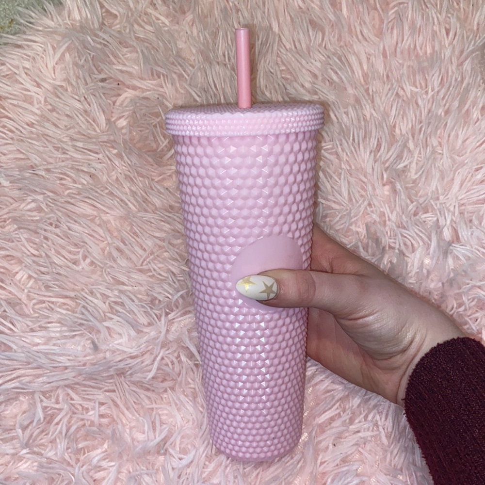 Studded pink 24oz tumbler cup for coffee or water